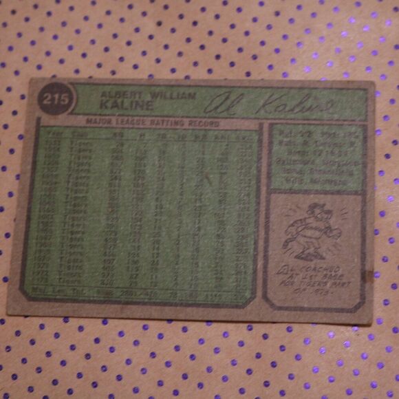Al Kaline #215 Baseball Card - Picture 2 of 2